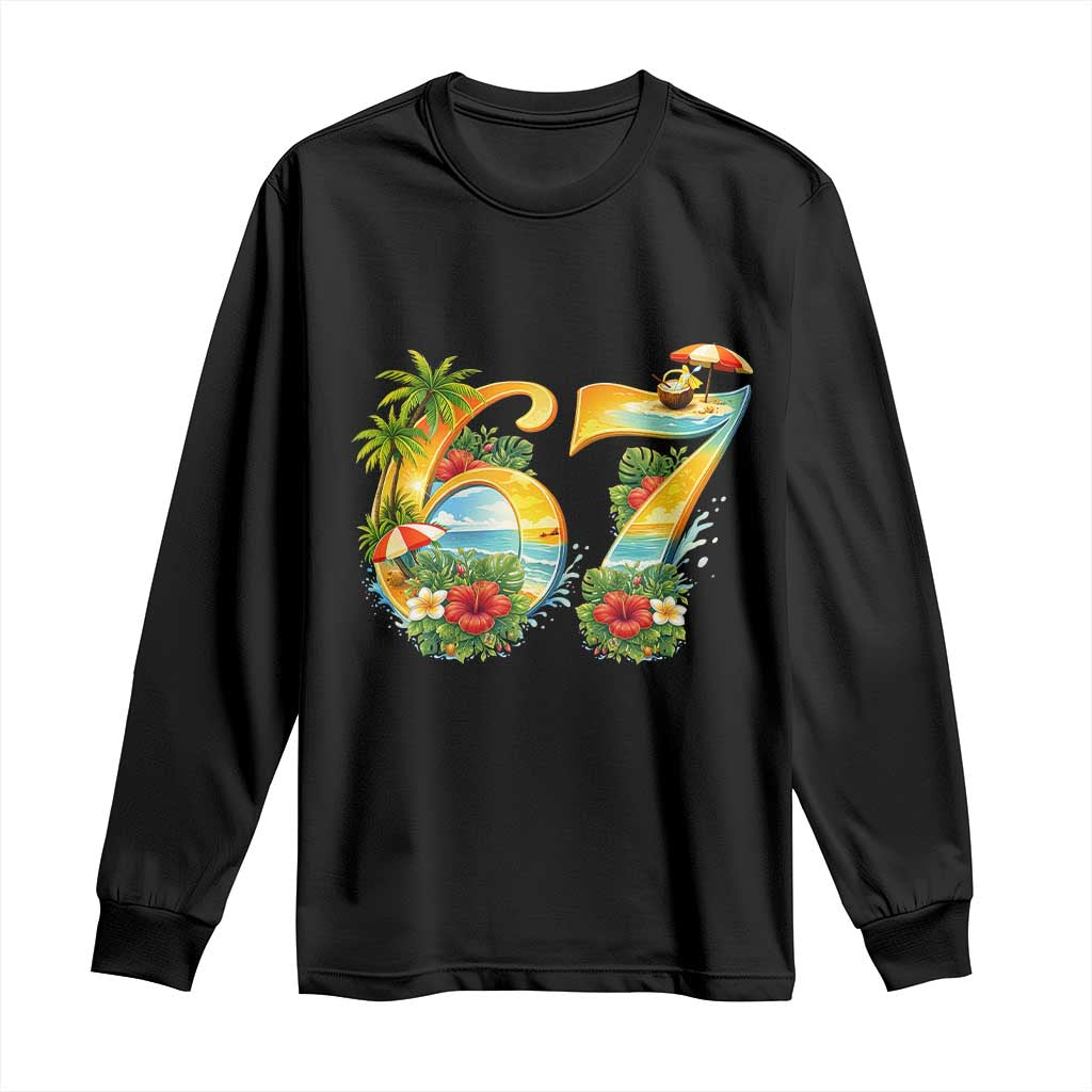 Hawaii Six Seven Long Sleeve Shirt Tropical Hibiscus Vacation Graphic