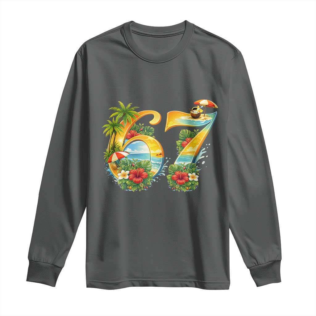 Hawaii Six Seven Long Sleeve Shirt Tropical Hibiscus Vacation Graphic