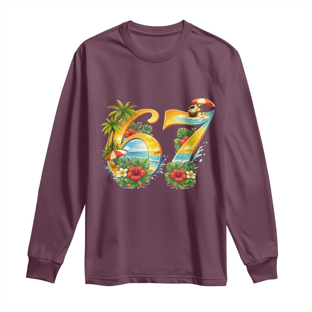 Hawaii Six Seven Long Sleeve Shirt Tropical Hibiscus Vacation Graphic