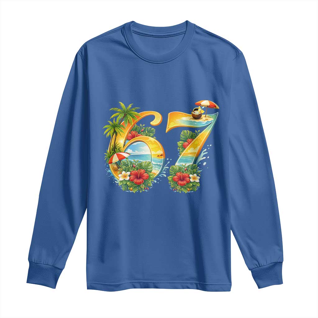 Hawaii Six Seven Long Sleeve Shirt Tropical Hibiscus Vacation Graphic