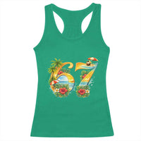 Hawaii Six Seven Racerback Tank Top Tropical Hibiscus Vacation Graphic