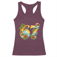 Hawaii Six Seven Racerback Tank Top Tropical Hibiscus Vacation Graphic