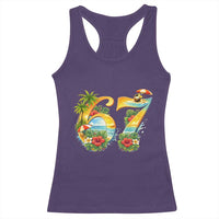 Hawaii Six Seven Racerback Tank Top Tropical Hibiscus Vacation Graphic