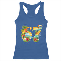 Hawaii Six Seven Racerback Tank Top Tropical Hibiscus Vacation Graphic