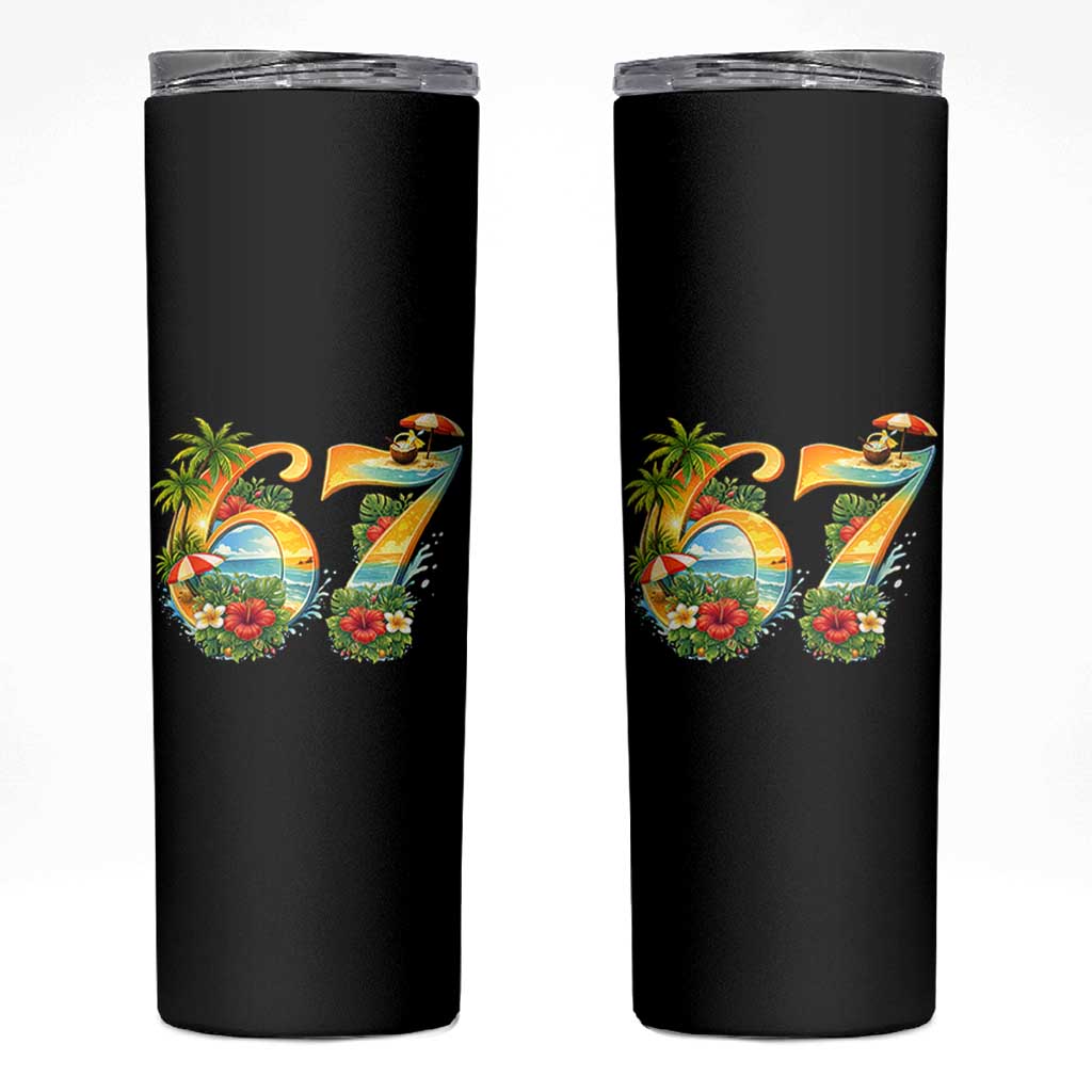Hawaii Six Seven Skinny Tumbler Tropical Hibiscus Vacation Graphic