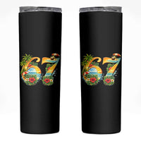 Hawaii Six Seven Skinny Tumbler Tropical Hibiscus Vacation Graphic