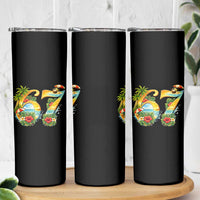Hawaii Six Seven Skinny Tumbler Tropical Hibiscus Vacation Graphic