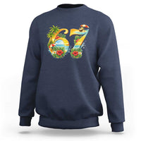 Hawaii Six Seven Sweatshirt Tropical Hibiscus Vacation Graphic