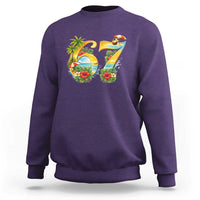 Hawaii Six Seven Sweatshirt Tropical Hibiscus Vacation Graphic