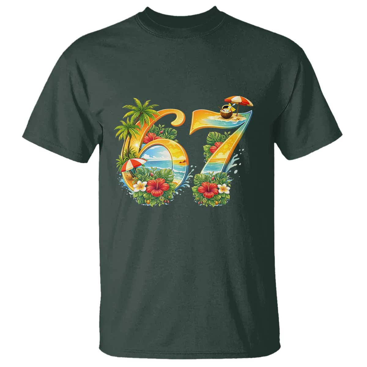 Hawaii Six Seven T Shirt Tropical Hibiscus Vacation Graphic