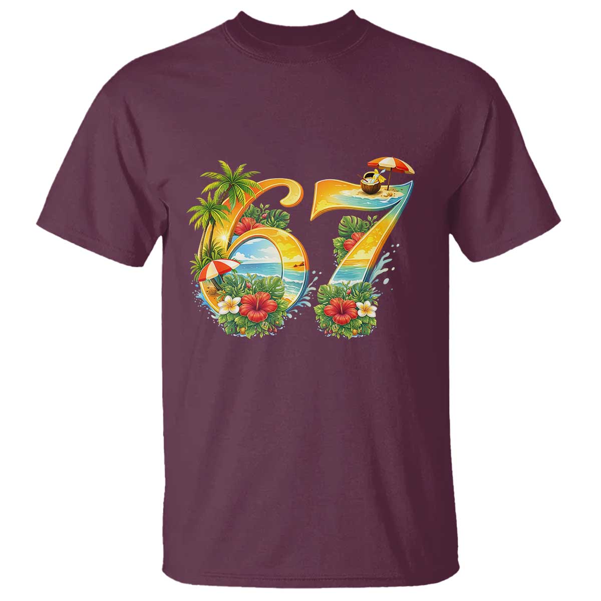 Hawaii Six Seven T Shirt Tropical Hibiscus Vacation Graphic