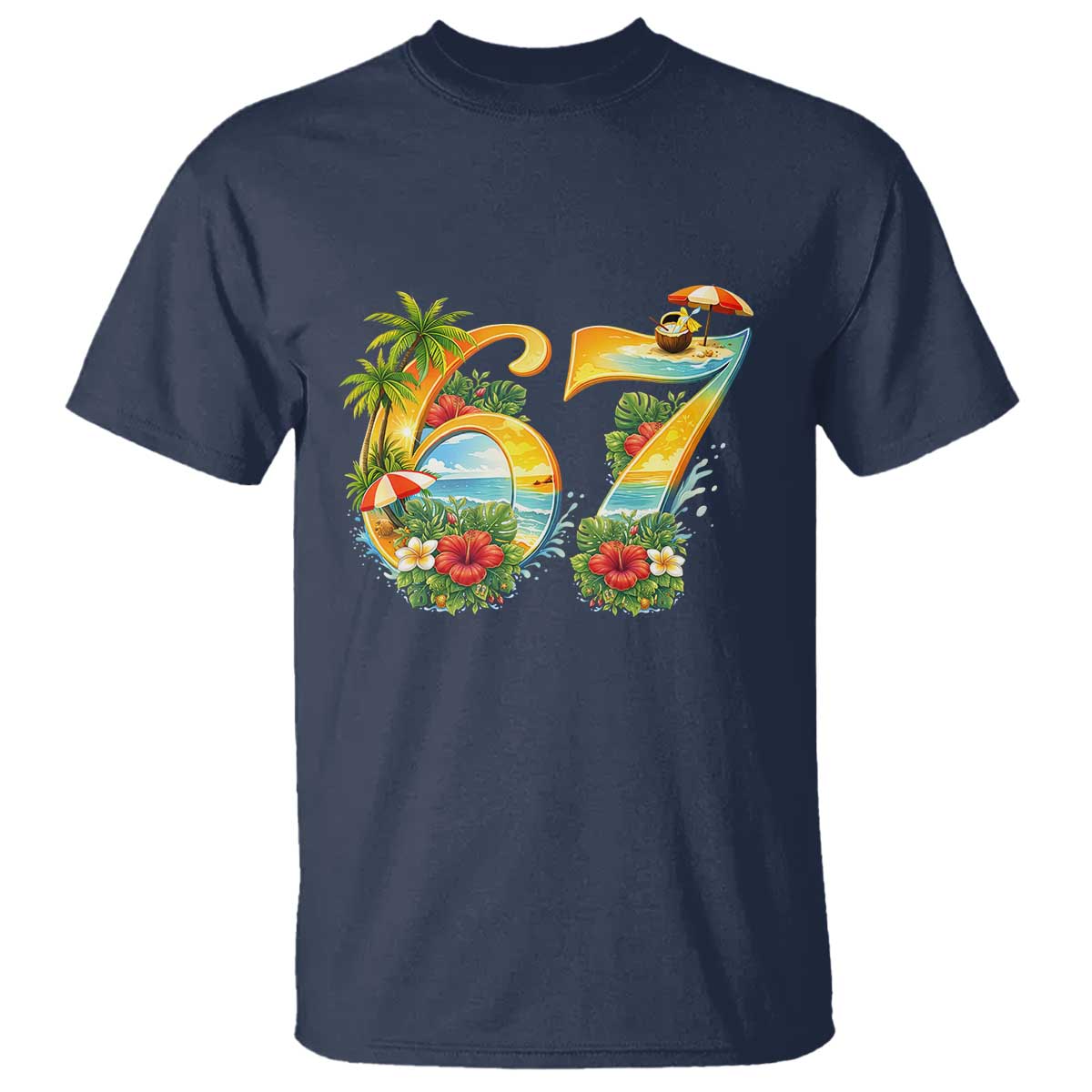 Hawaii Six Seven T Shirt Tropical Hibiscus Vacation Graphic