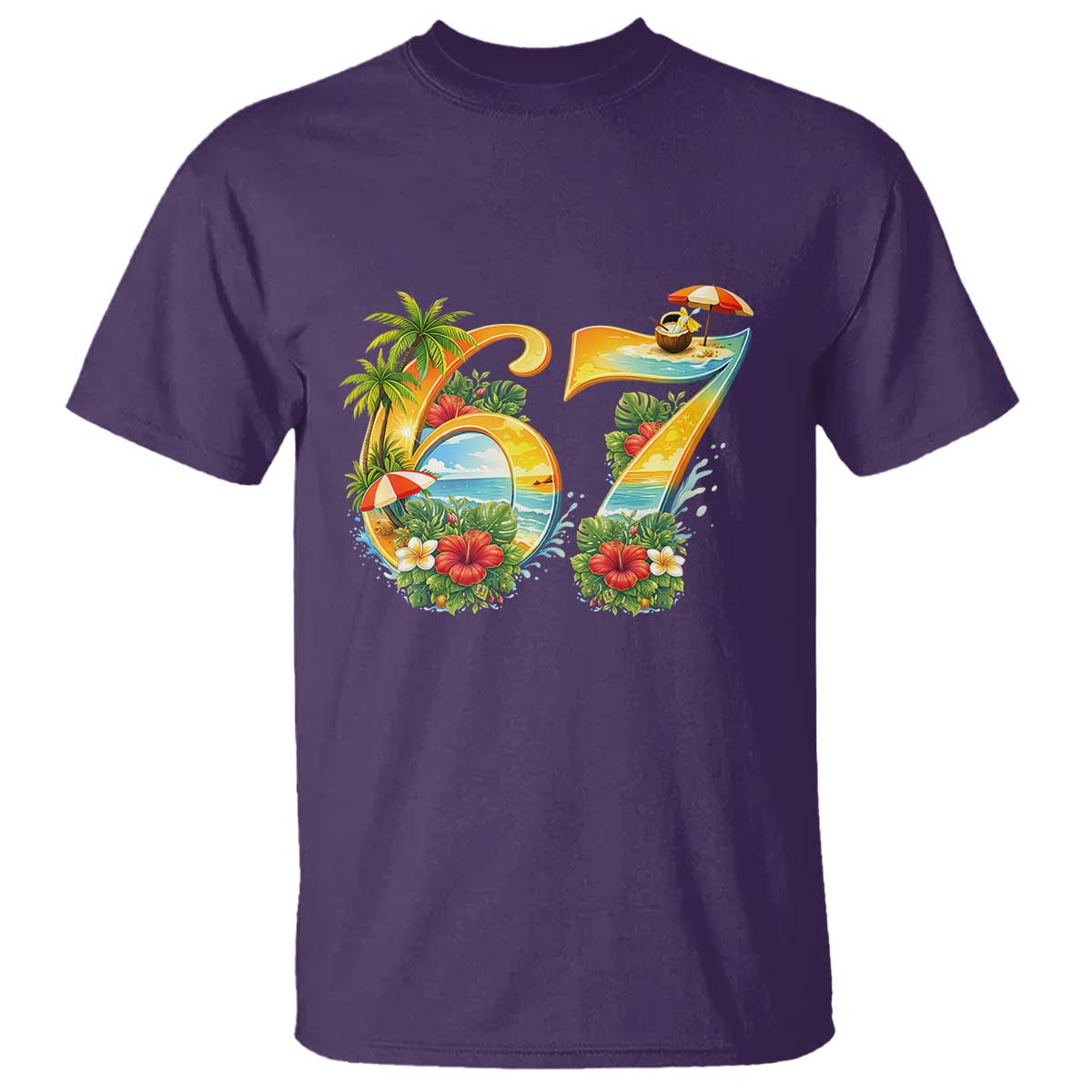 Hawaii Six Seven T Shirt Tropical Hibiscus Vacation Graphic