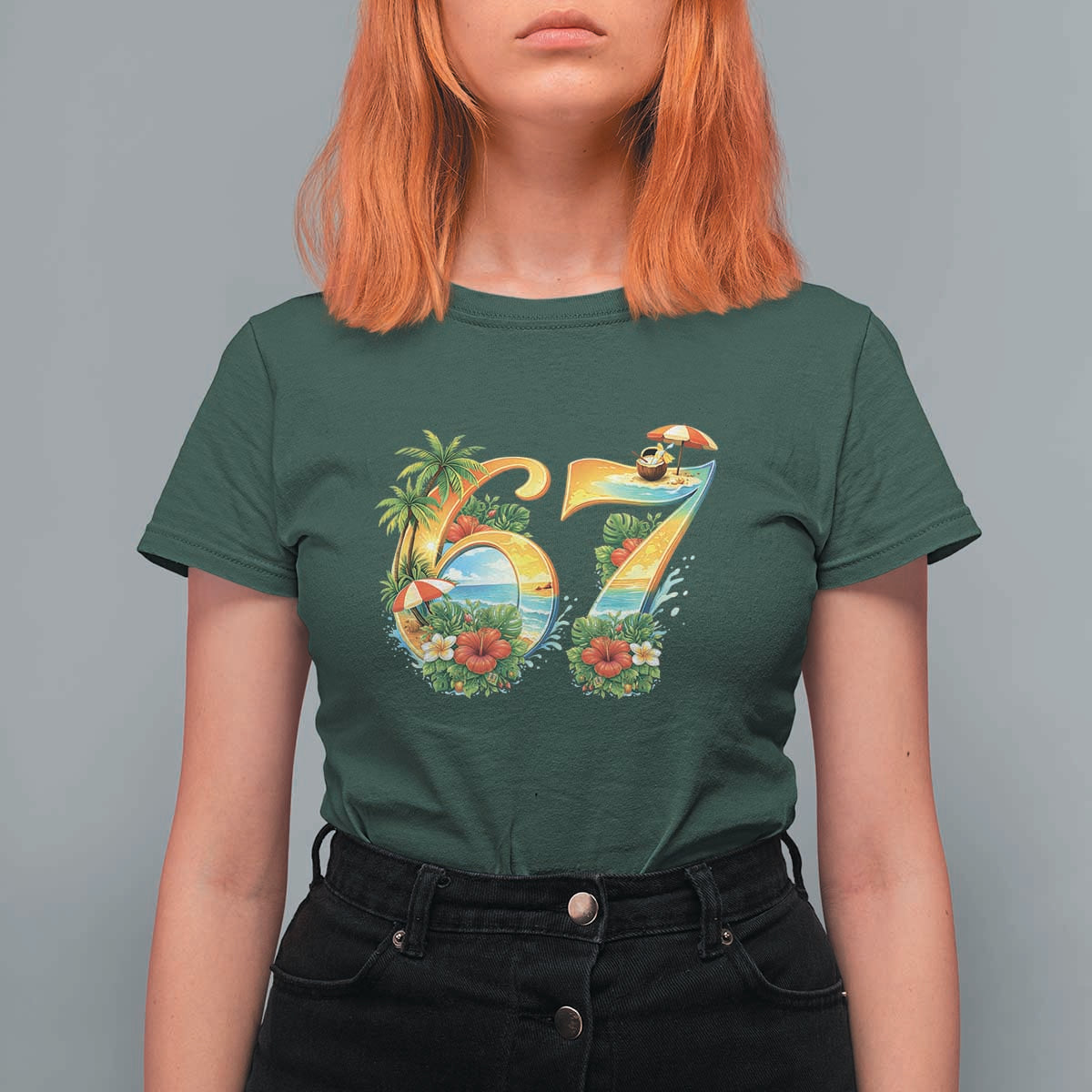 Hawaii Six Seven T Shirt For Women Tropical Hibiscus Vacation Graphic