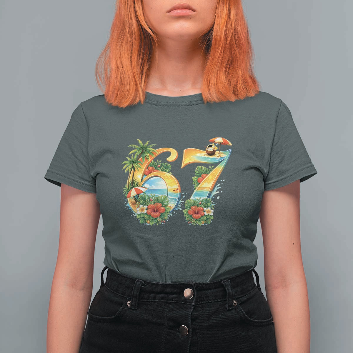 Hawaii Six Seven T Shirt For Women Tropical Hibiscus Vacation Graphic