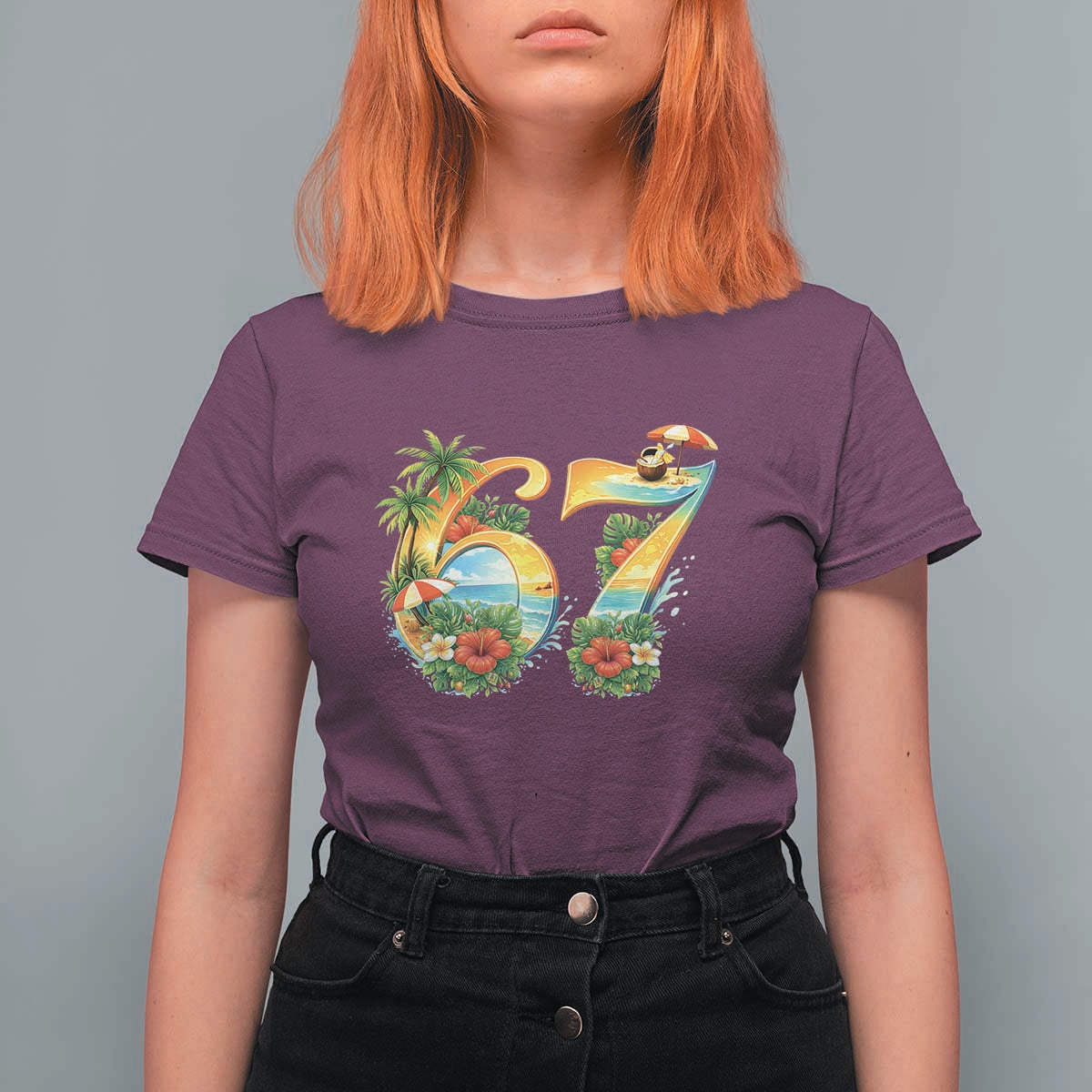 Hawaii Six Seven T Shirt For Women Tropical Hibiscus Vacation Graphic