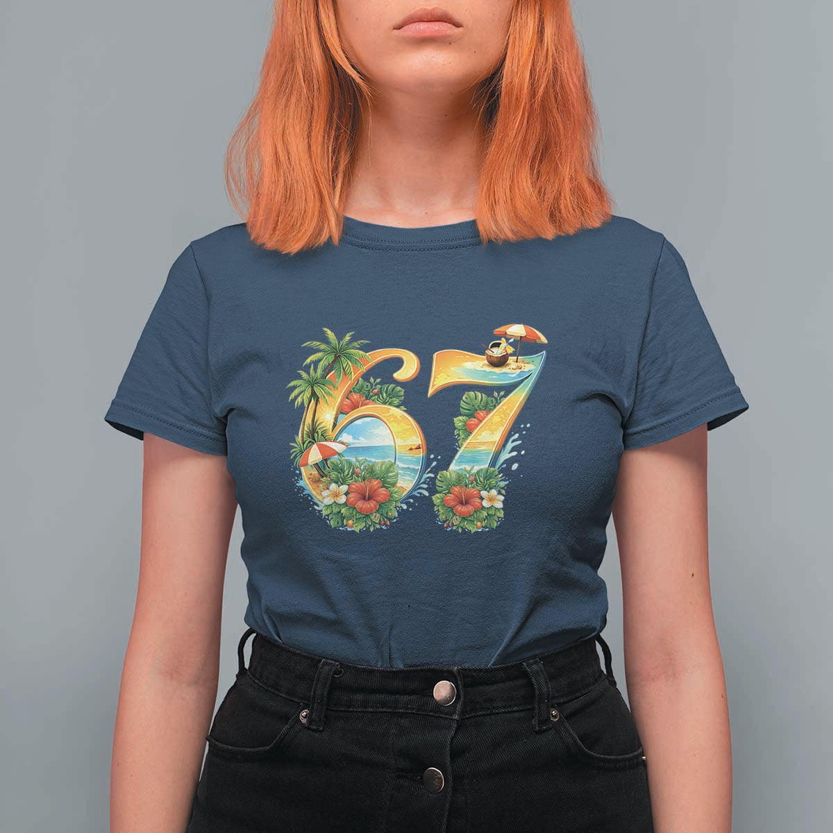 Hawaii Six Seven T Shirt For Women Tropical Hibiscus Vacation Graphic
