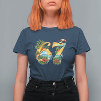 Hawaii Six Seven T Shirt For Women Tropical Hibiscus Vacation Graphic
