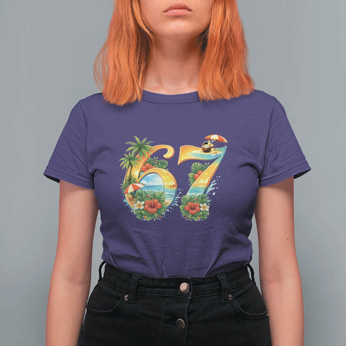 Hawaii Six Seven T Shirt For Women Tropical Hibiscus Vacation Graphic