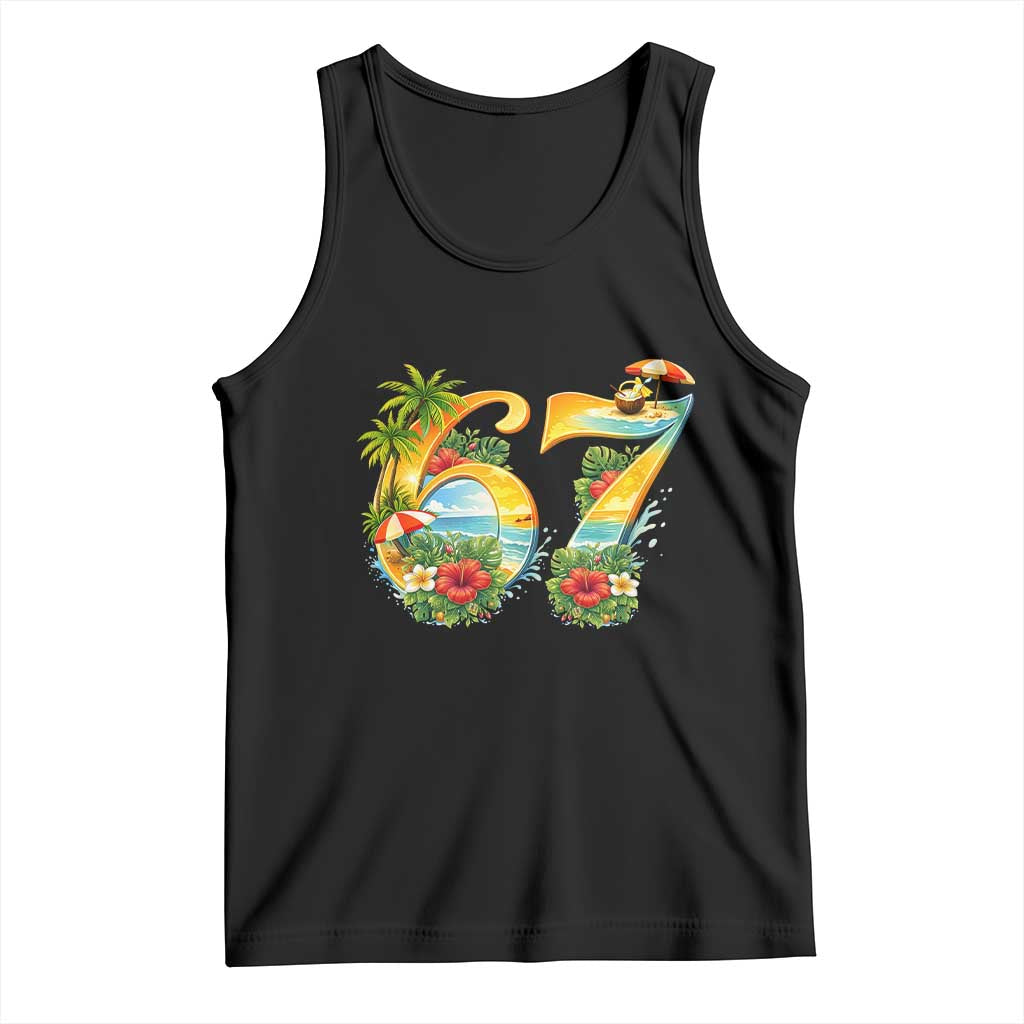 Hawaii Six Seven Tank Top Tropical Hibiscus Vacation Graphic