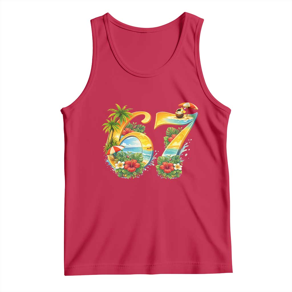 Hawaii Six Seven Tank Top Tropical Hibiscus Vacation Graphic