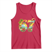 Hawaii Six Seven Tank Top Tropical Hibiscus Vacation Graphic