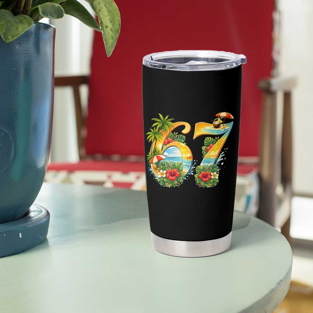 Hawaii Six Seven Tumbler Cup Tropical Hibiscus Vacation Graphic