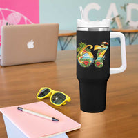 Hawaii Six Seven Tumbler With Handle Tropical Hibiscus Vacation Graphic