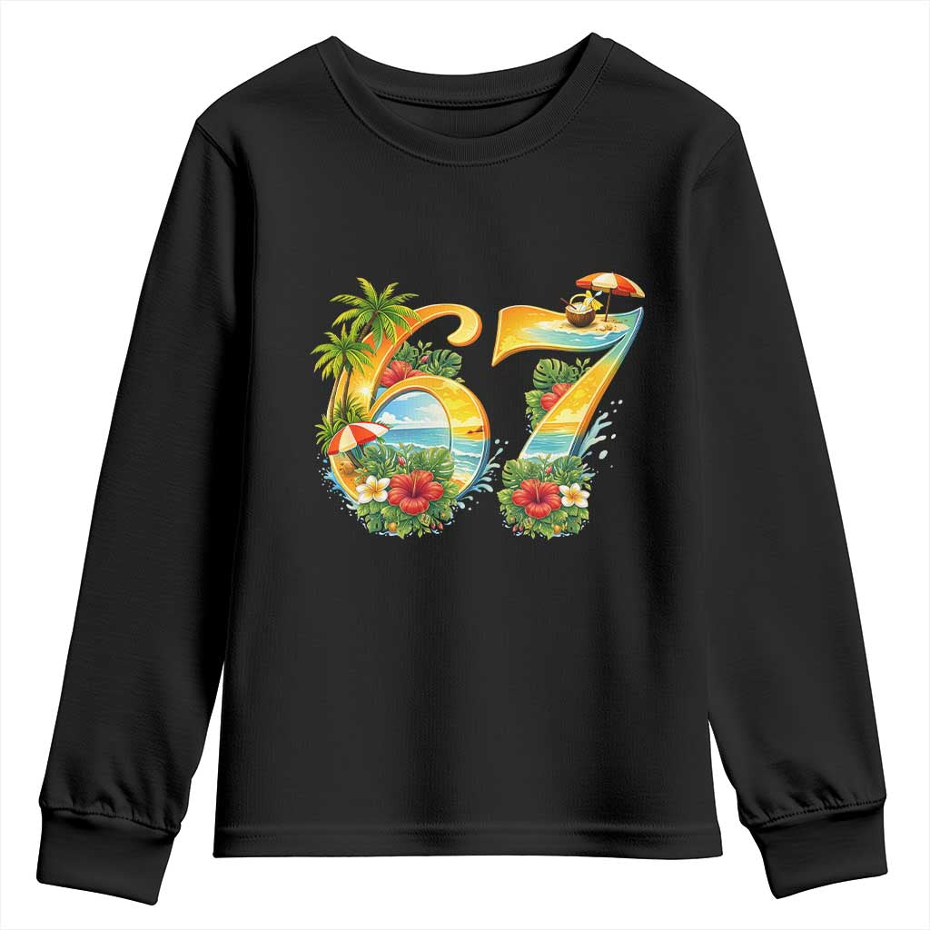 Hawaii Six Seven Youth Sweatshirt Tropical Hibiscus Vacation Graphic