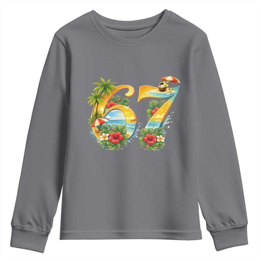 Hawaii Six Seven Youth Sweatshirt Tropical Hibiscus Vacation Graphic