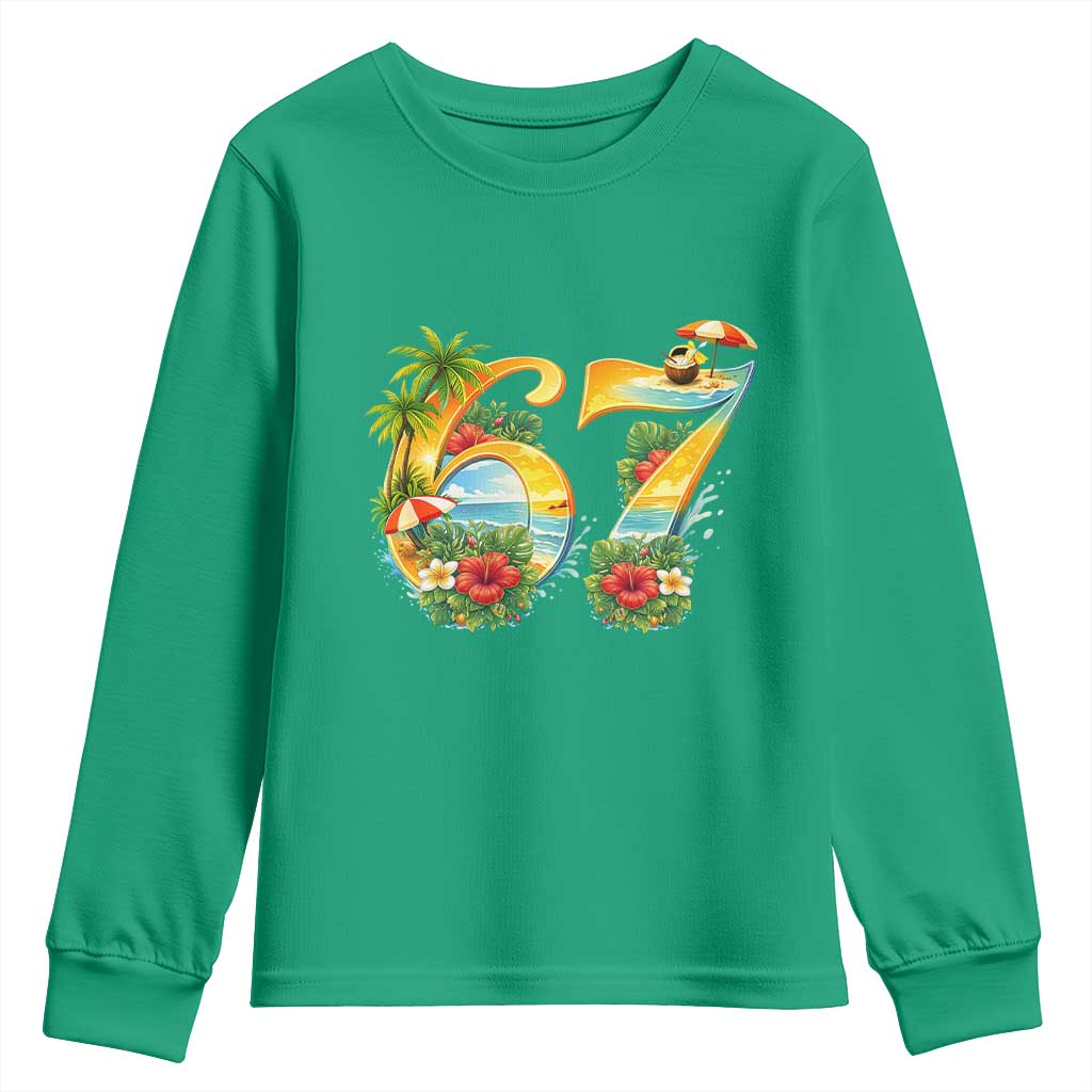 Hawaii Six Seven Youth Sweatshirt Tropical Hibiscus Vacation Graphic