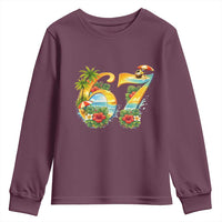 Hawaii Six Seven Youth Sweatshirt Tropical Hibiscus Vacation Graphic