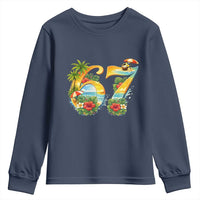 Hawaii Six Seven Youth Sweatshirt Tropical Hibiscus Vacation Graphic