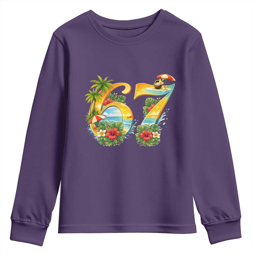 Hawaii Six Seven Youth Sweatshirt Tropical Hibiscus Vacation Graphic