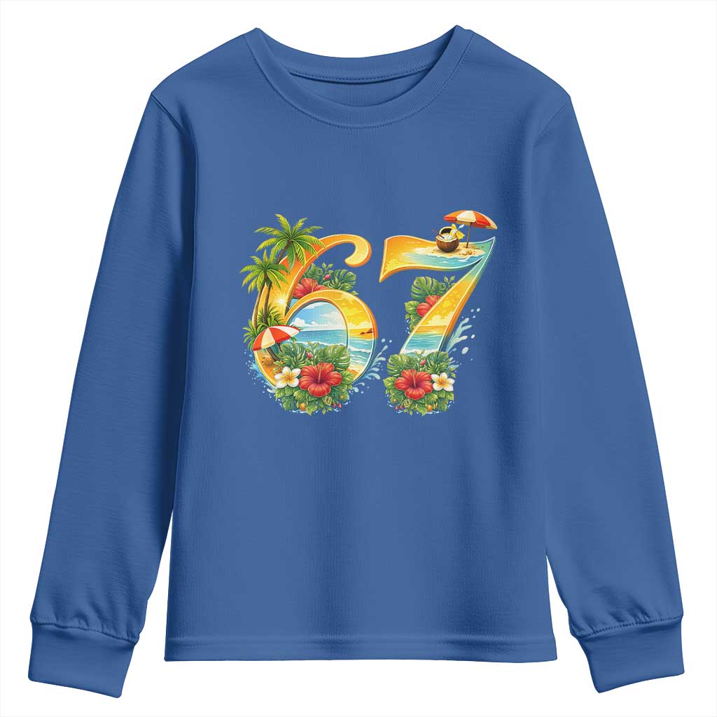 Hawaii Six Seven Youth Sweatshirt Tropical Hibiscus Vacation Graphic