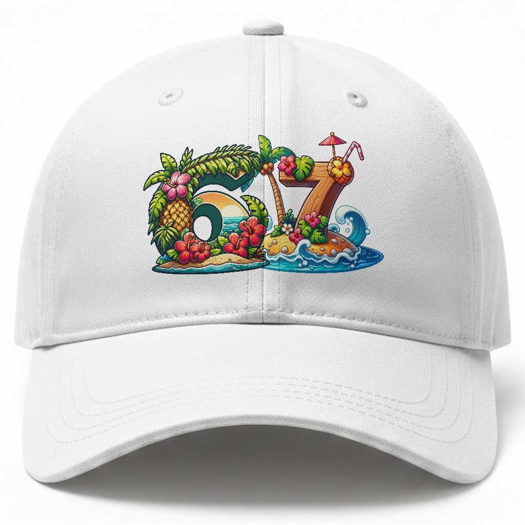 Tropical Beach Six Seven Baseball Cap Summer Island Vacation Graphic