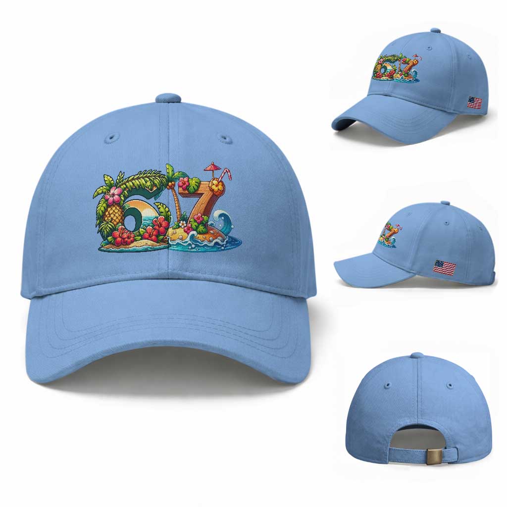 Tropical Beach Six Seven Baseball Cap Summer Island Vacation Graphic