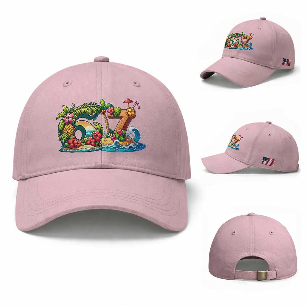 Tropical Beach Six Seven Baseball Cap Summer Island Vacation Graphic