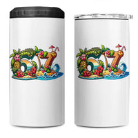 Tropical Beach Six Seven 4 in 1 Can Cooler Tumbler Summer Island Vacation Graphic