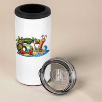 Tropical Beach Six Seven 4 in 1 Can Cooler Tumbler Summer Island Vacation Graphic