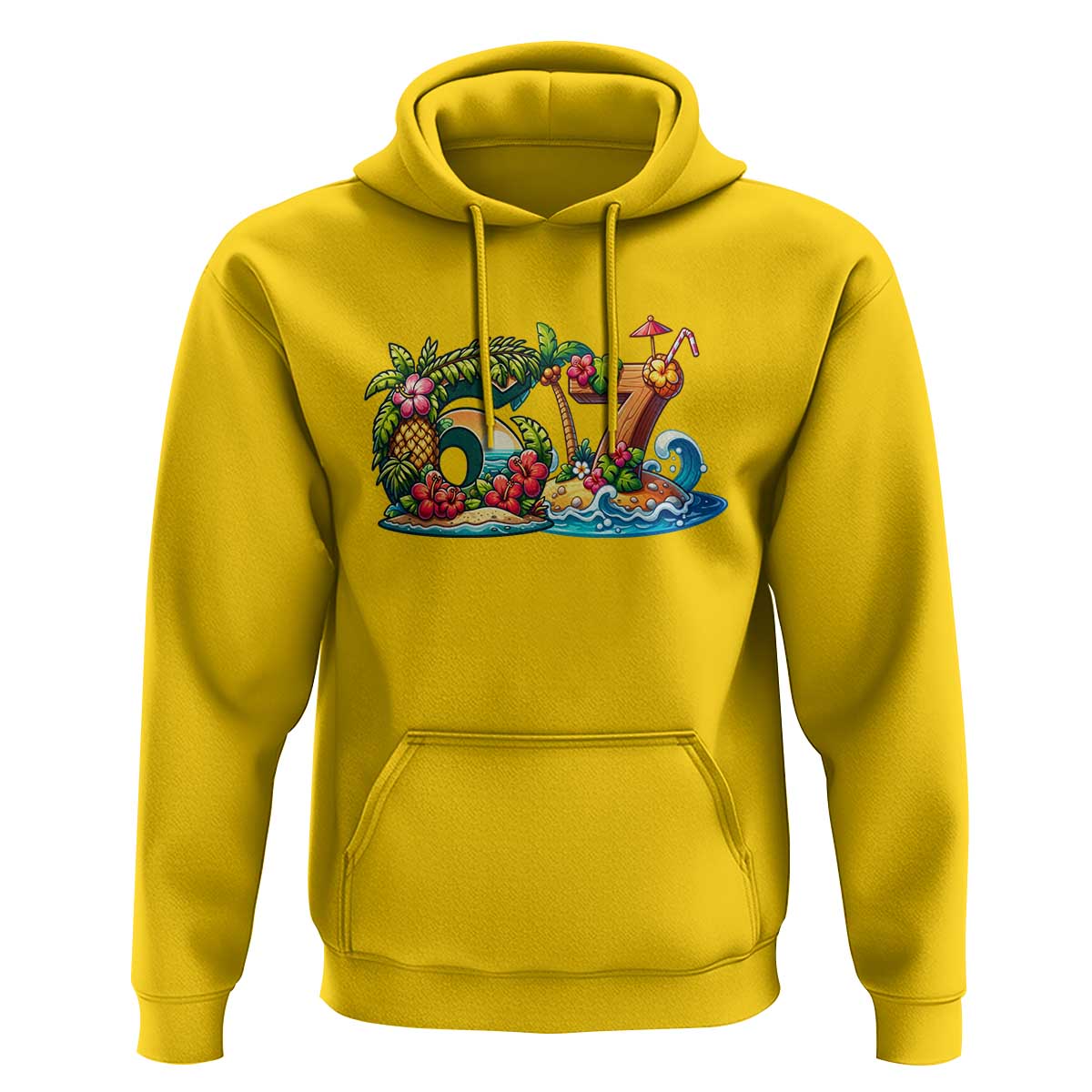 Tropical Beach Six Seven Hoodie Summer Island Vacation Graphic
