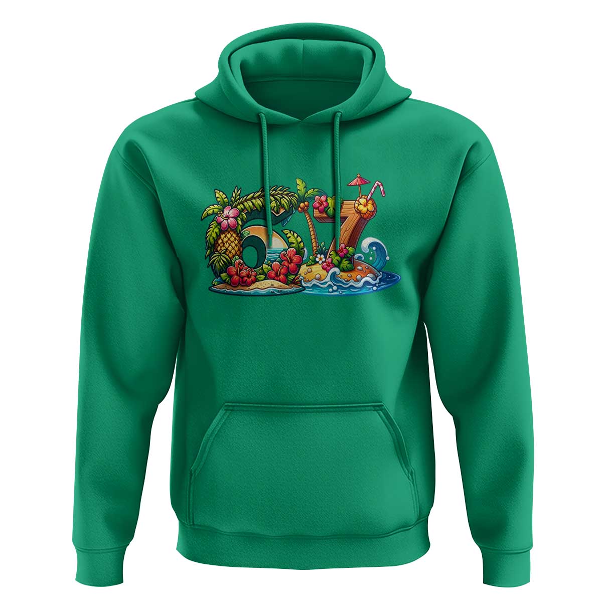 Tropical Beach Six Seven Hoodie Summer Island Vacation Graphic