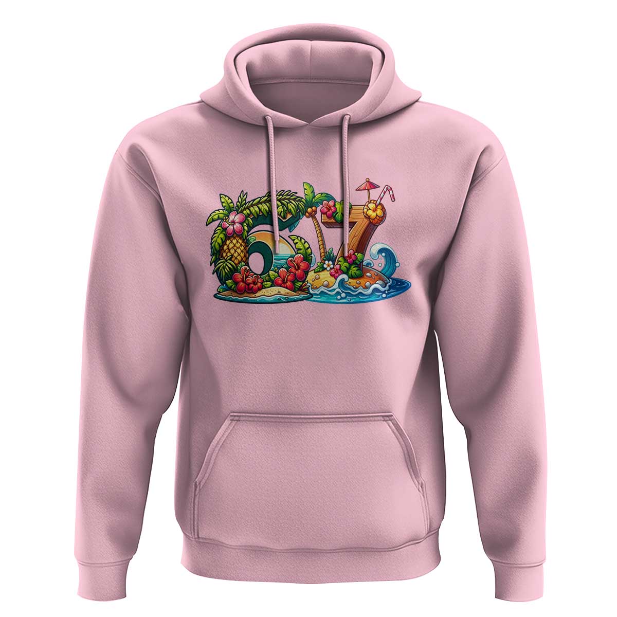 Tropical Beach Six Seven Hoodie Summer Island Vacation Graphic