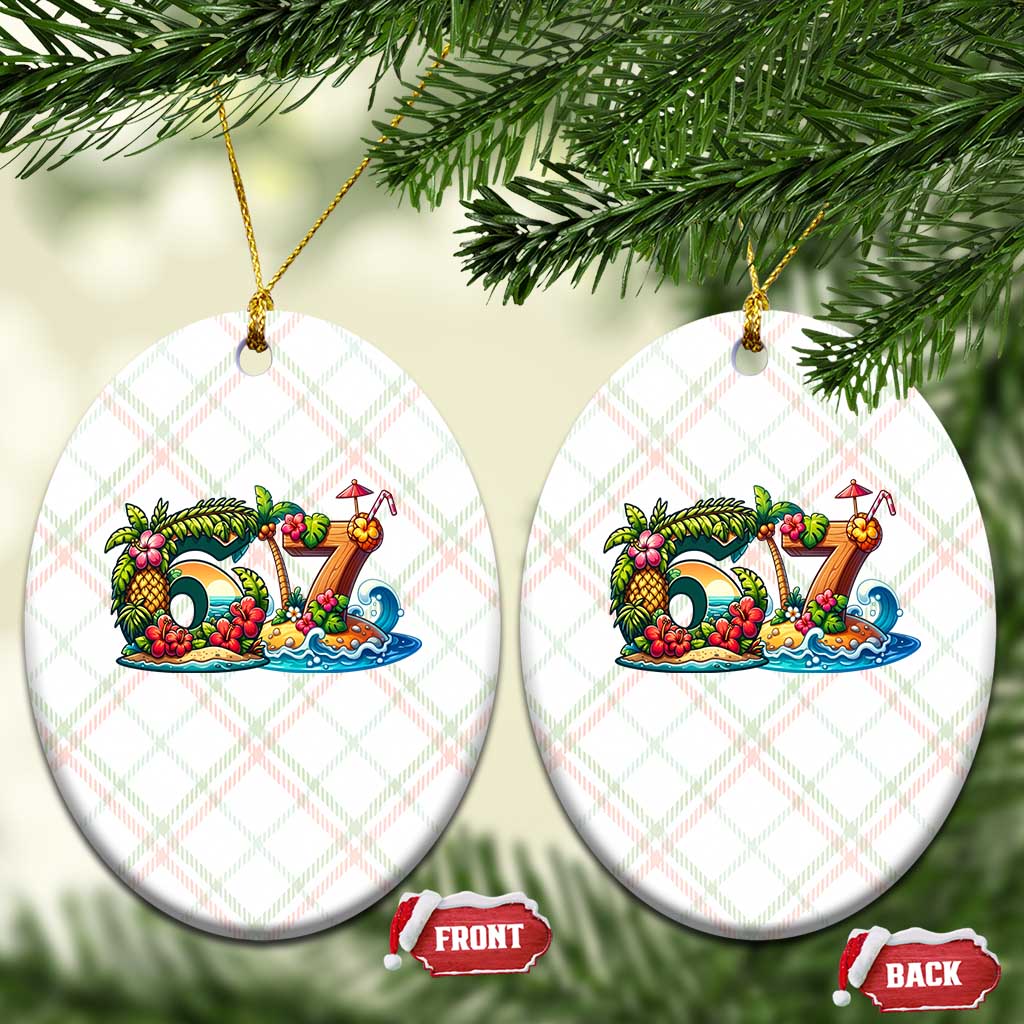 Tropical Beach Six Seven Ceramic Ornament Summer Island Vacation Graphic
