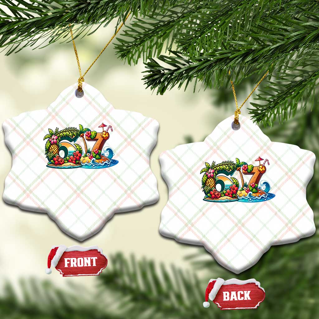 Tropical Beach Six Seven Ceramic Ornament Summer Island Vacation Graphic