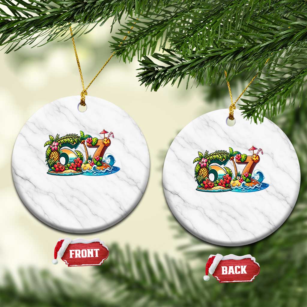 Tropical Beach Six Seven Ceramic Ornament Summer Island Vacation Graphic