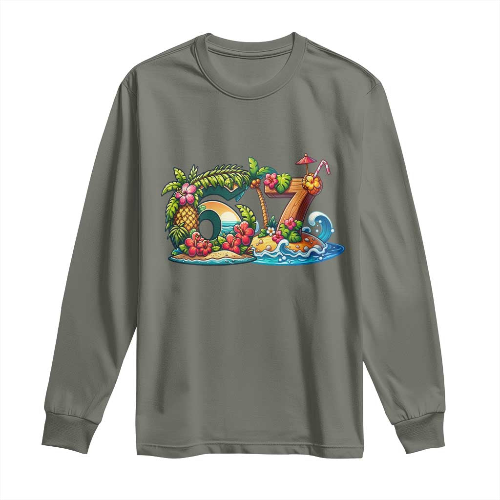 Tropical Beach Six Seven Long Sleeve Shirt Summer Island Vacation Graphic