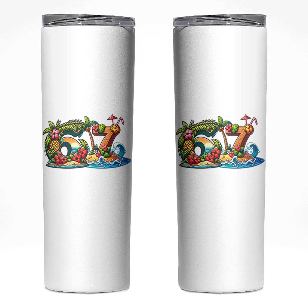 Tropical Beach Six Seven Skinny Tumbler Summer Island Vacation Graphic
