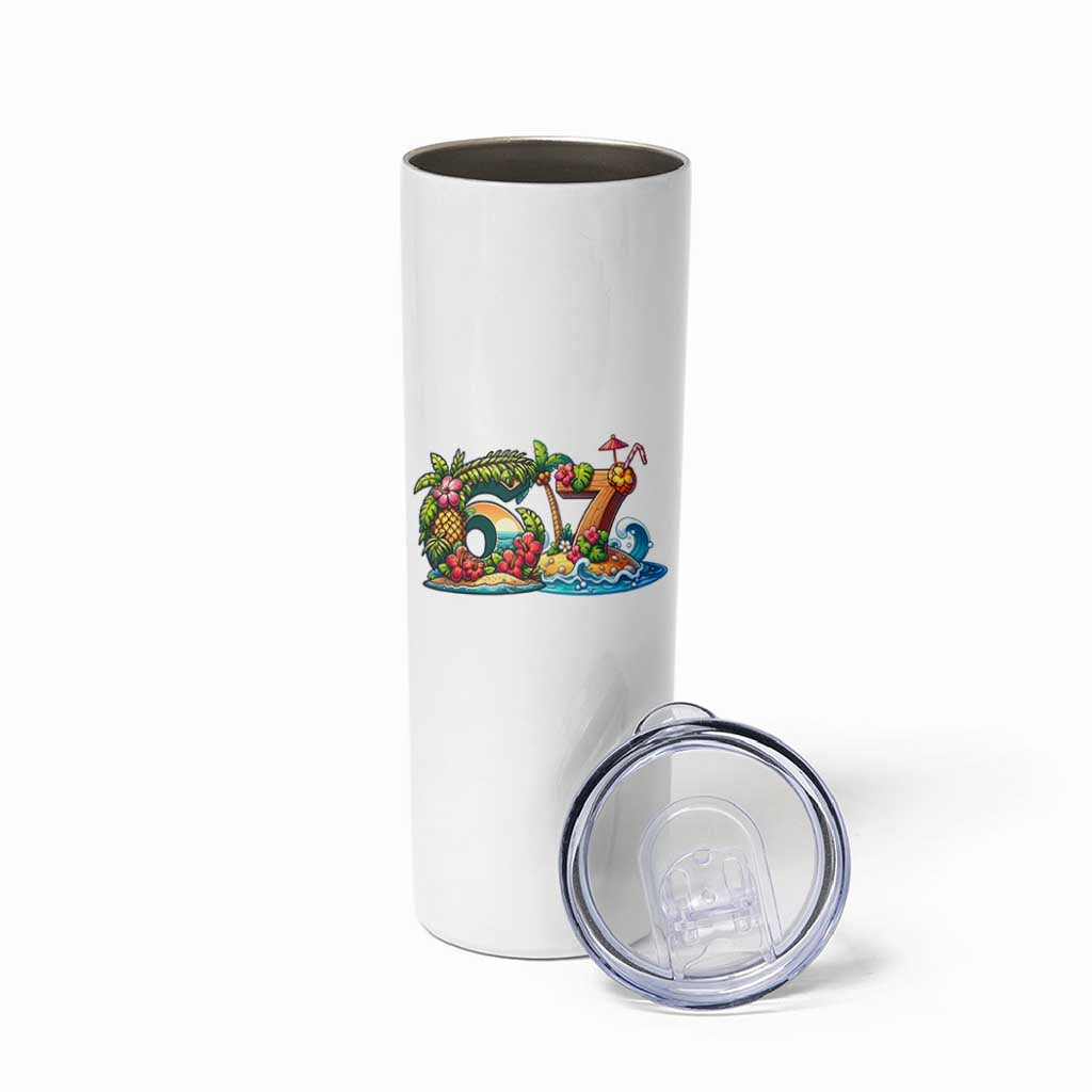 Tropical Beach Six Seven Skinny Tumbler Summer Island Vacation Graphic