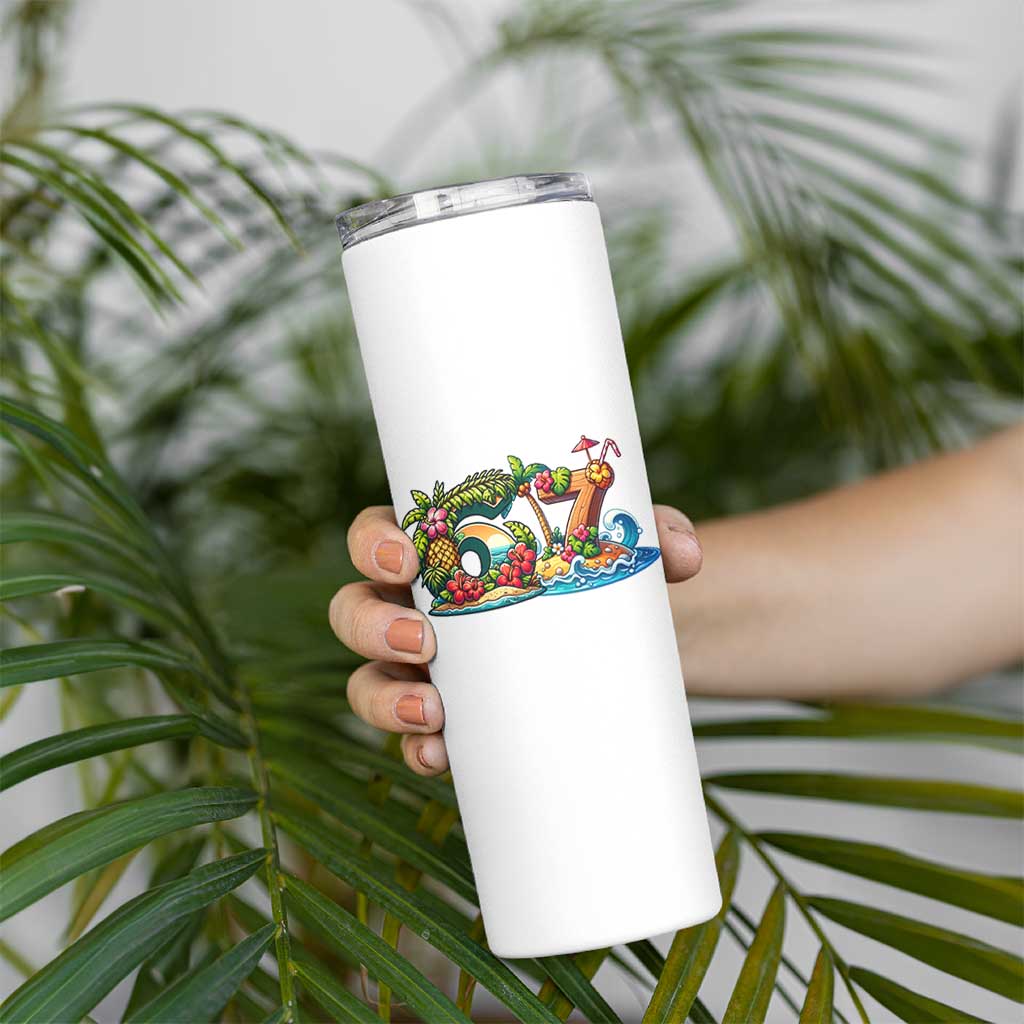 Tropical Beach Six Seven Skinny Tumbler Summer Island Vacation Graphic